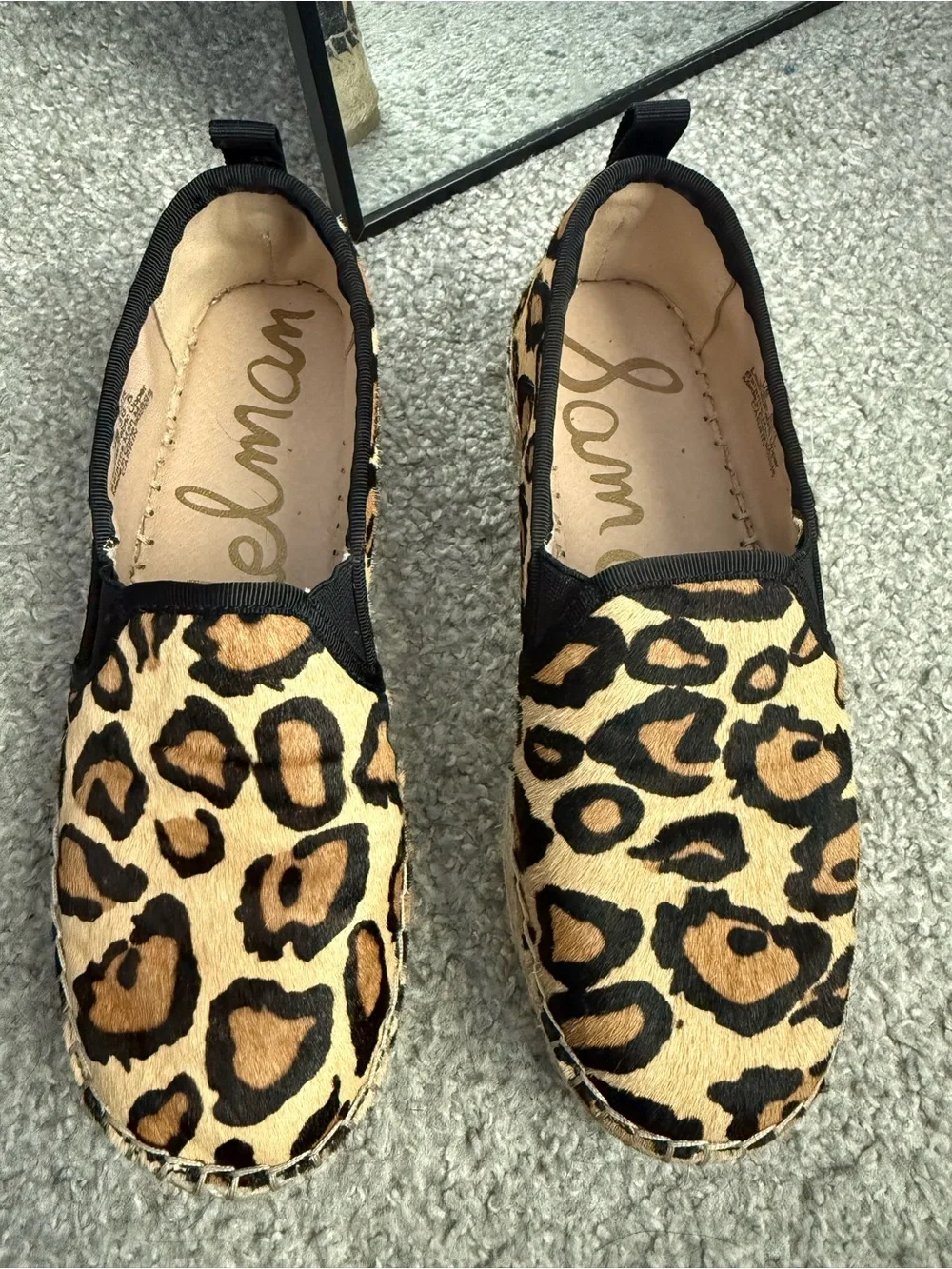 Sam Edelman Carrin Calf Hair Platform Slip On Espadrilles Leopard Print Size 6.5